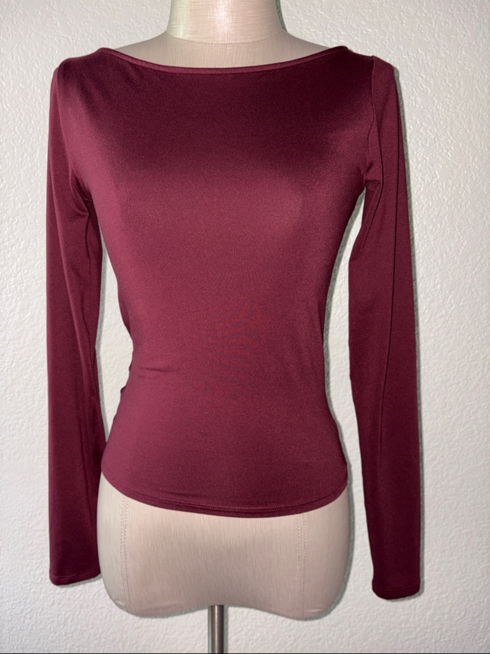 Women’s Long-Sleeve Boatneck Top - Burgundy